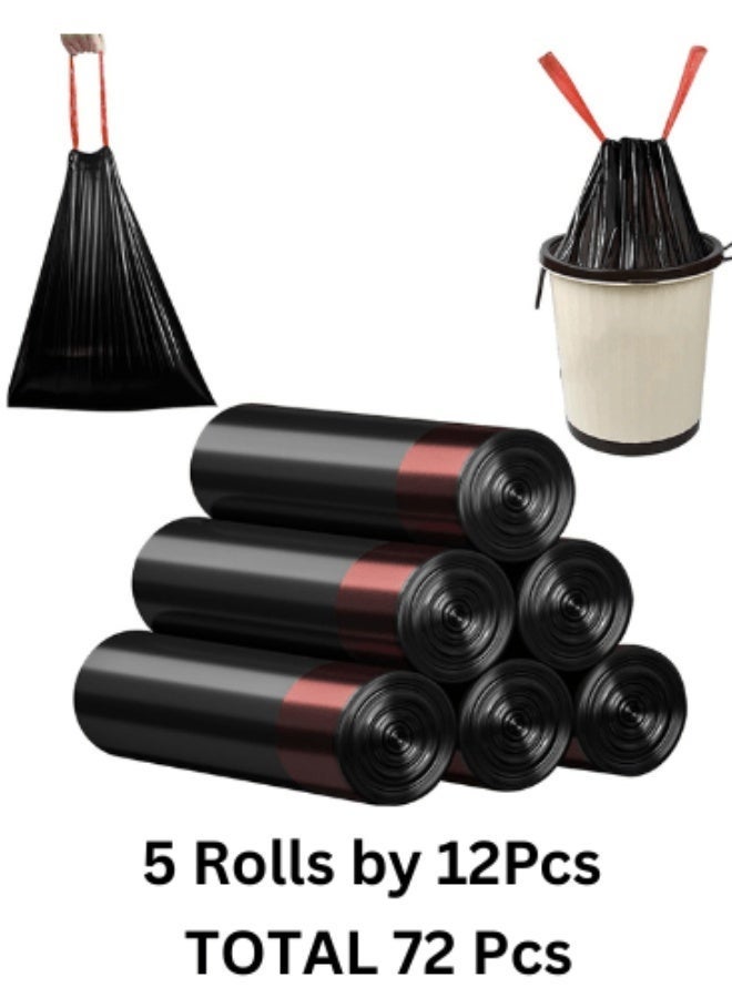 72 Pcs (5 Rolls)45x50 cm; Extra Thick & Strong Trash Bags Small Garbage Bags. - Image 2